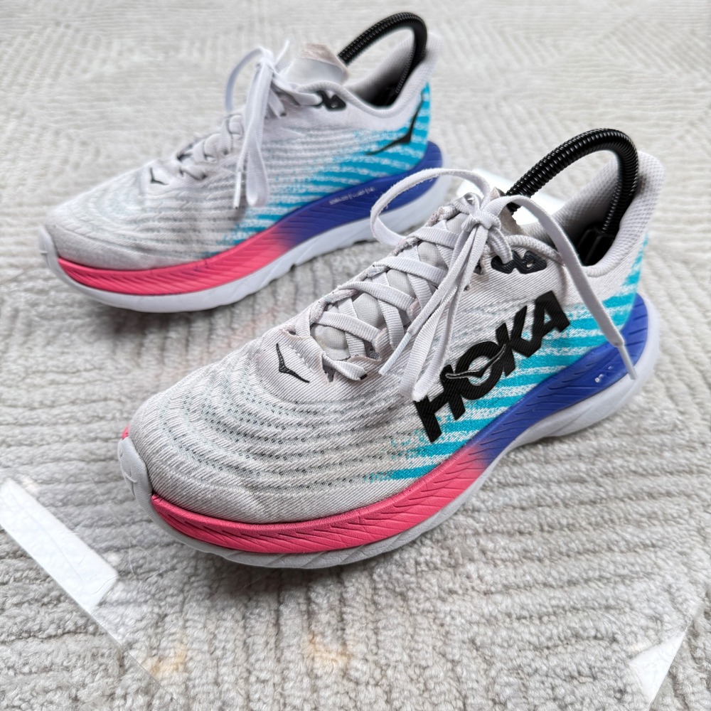 Hoka Mach 5 Running Shoes Women 7 Blue Pink 1127894 WSBB Sneakers Athletic Gorp